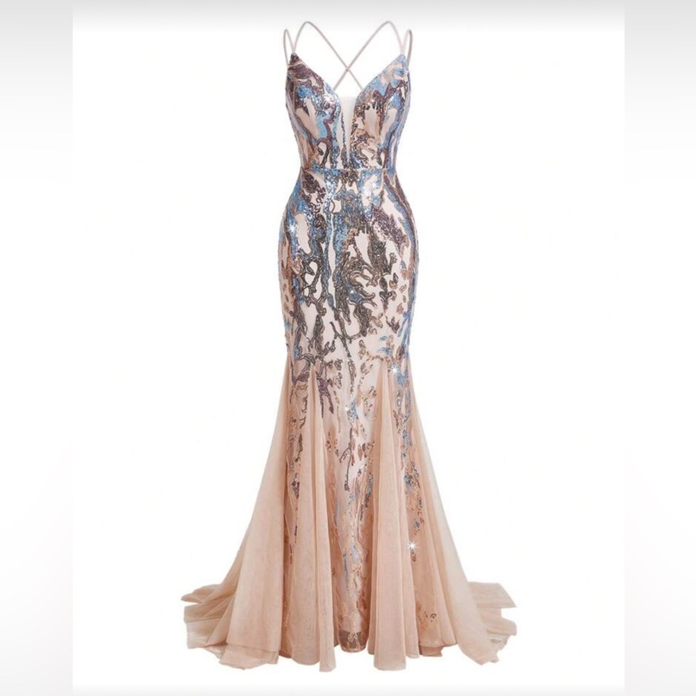 Elegant Sequin Gown with Spaghetti Straps